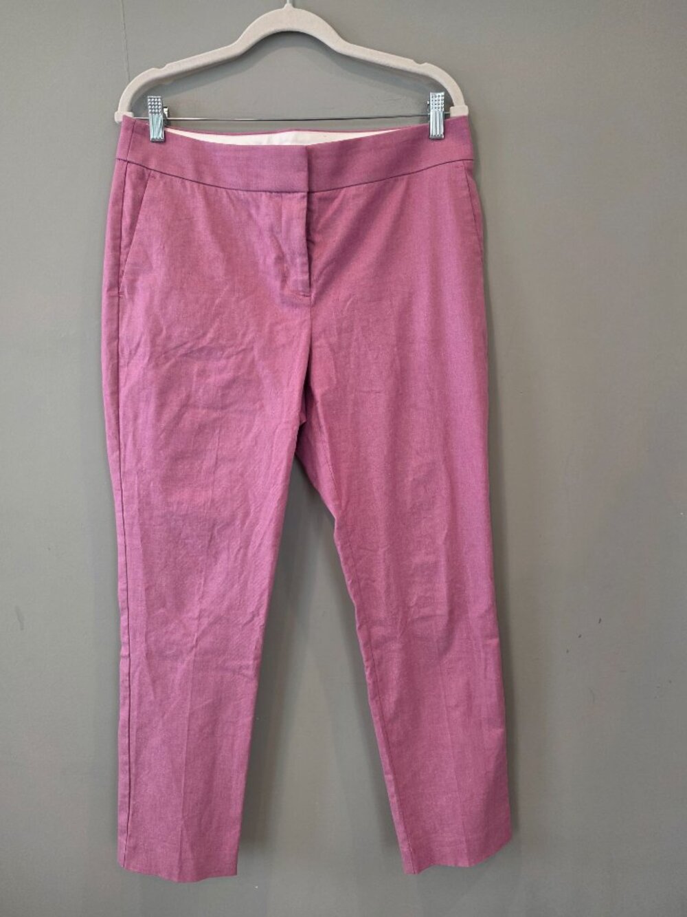 LOFT Purple Cotton Twill Pants Sz 10 Straight Leg Mid Rise Ankle Casual Work - Picture 2 of 6